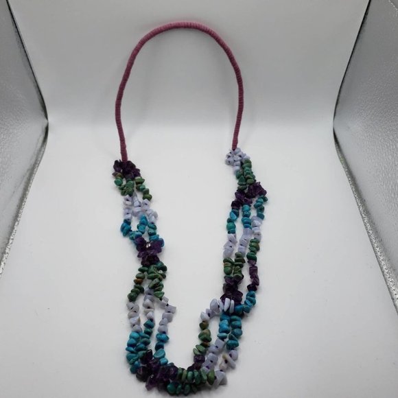 VTG Native American Turquoise & Amethyst Necklace - Picture 6 of 12